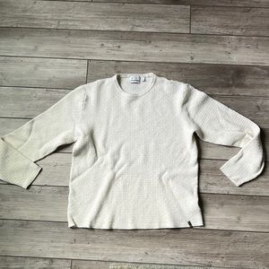 Gorgeous waffle knit white Calvin Klein sweater made with Italian yarn.